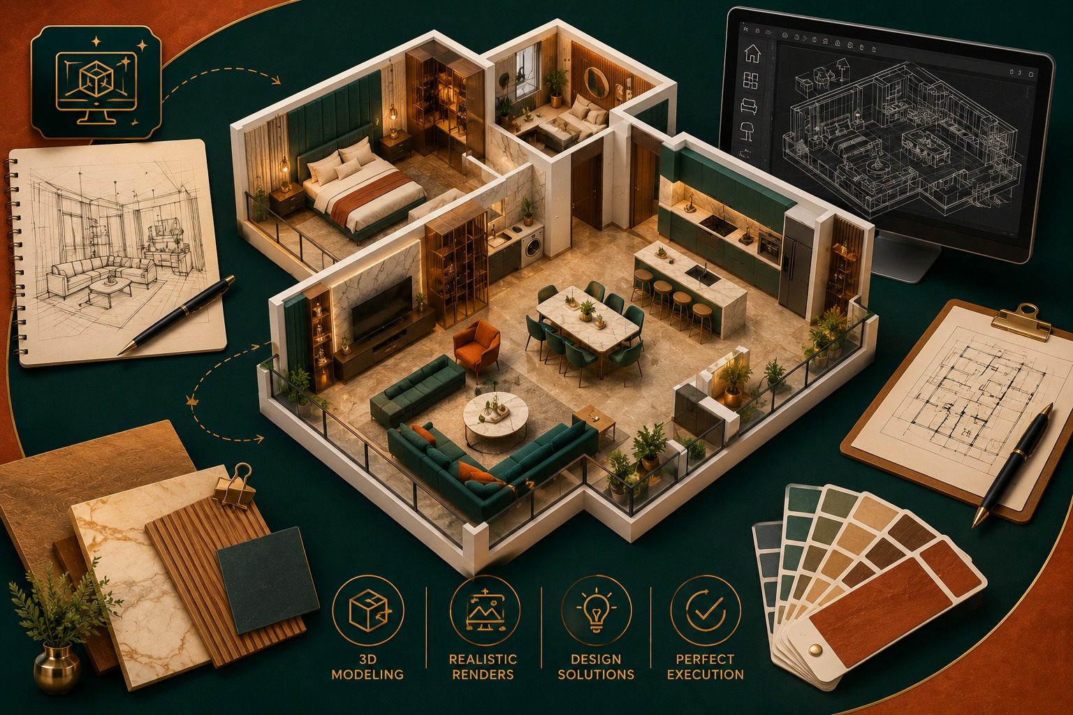 Visualise — We render your home in photoreal 3D, personalised to your exact taste. See every finish, material and layout before we begin.