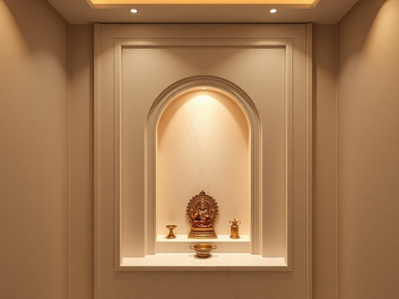 Pooja corner — completed home at Sobha Windsor, Bangalore
