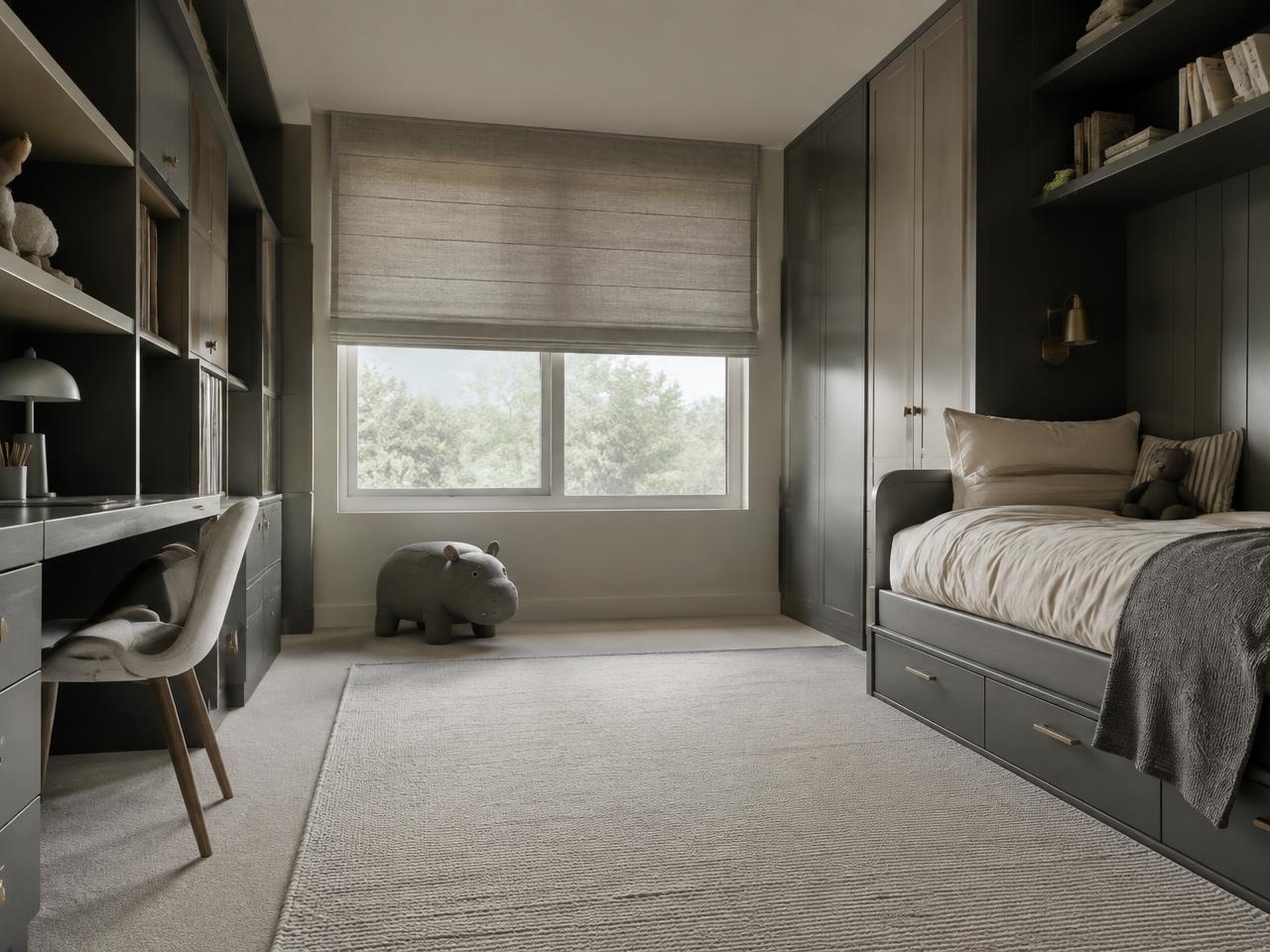 Contemporary children's room with fitted joinery